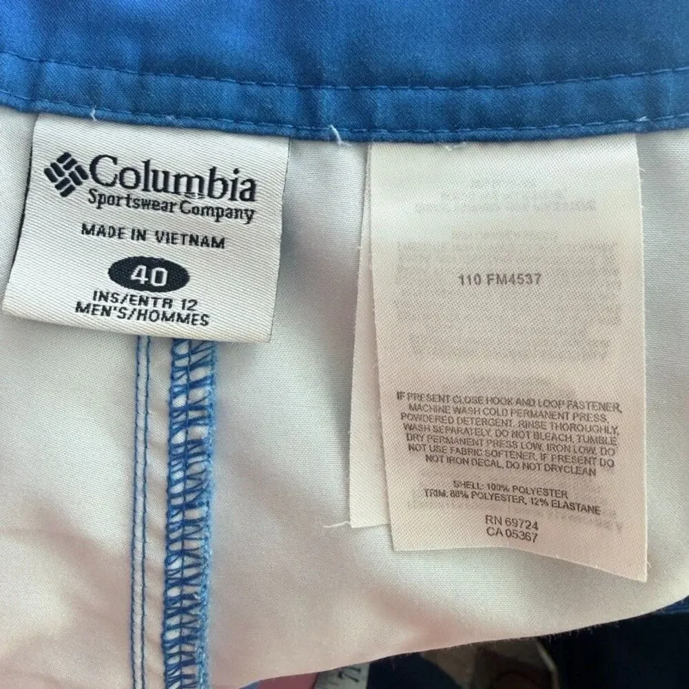 Columbia PFG Offshore Fishing Board Short Blue Shark Men's 40 Inseam 11 UPF 50